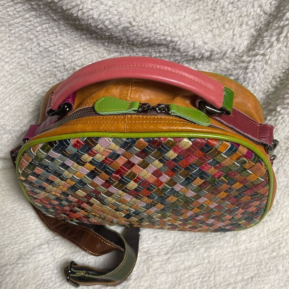 Ameri leather Multicolor Woven Satchel/shoulder B… - image 8